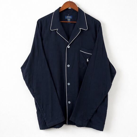 Polo Ralph Lauren Men’s Black Pajama Shirt XL Sleepwear Button Front Cotton - Picture 3 of 11